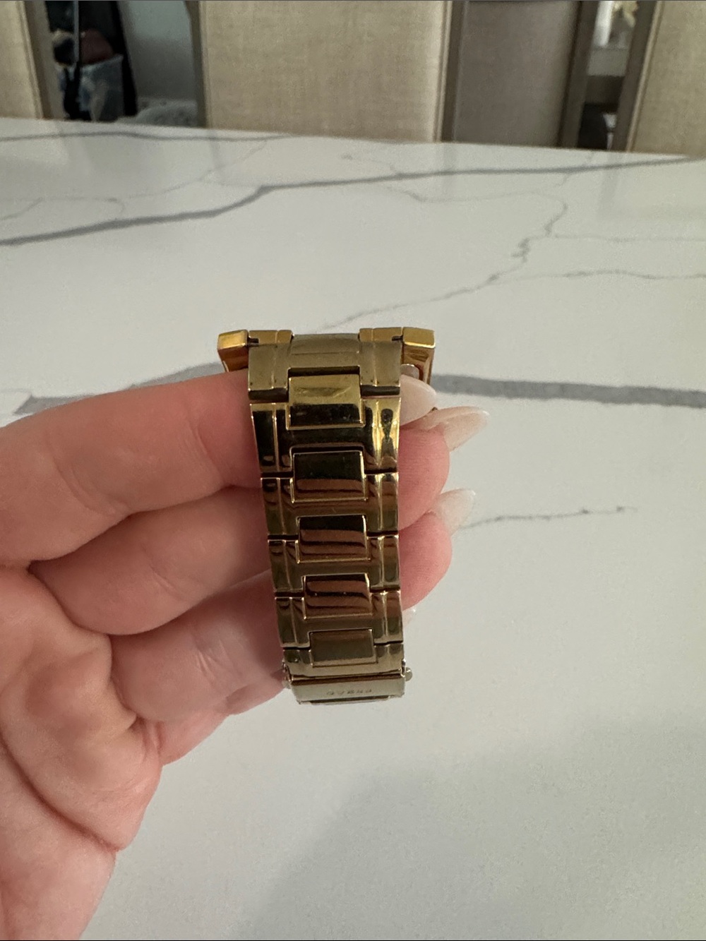GUESS Gold-Tone Rectangular Bracelet Watch - Picture 2 of 7
